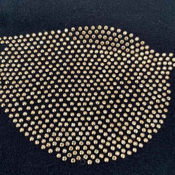 Karl Lagerfeld, Gold Tone Sunglasses on Black long sleeve Top, Size PSmall - Picture 9 of 9